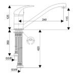 Baterija za sudopere 3 cevi J381003 King