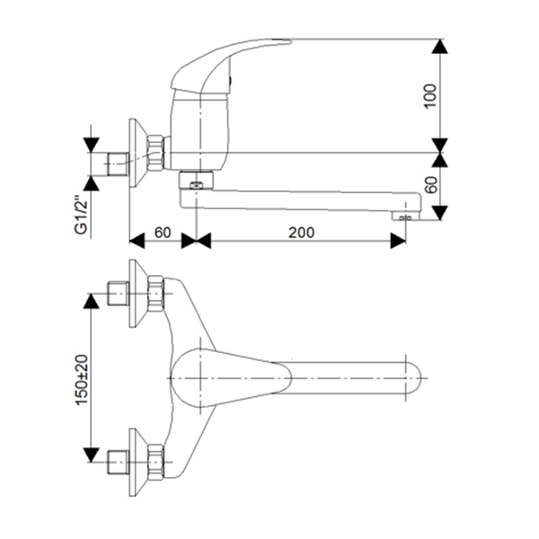 Baterija zidna za umivaonik J321020 King
