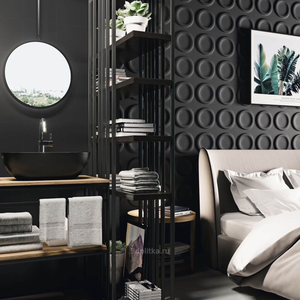 Opal Black Gloss 25x25 spavaca soba