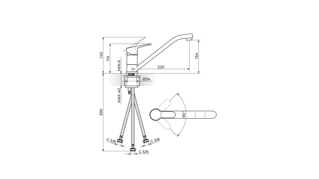 Blau B138103B Baterija za sudoperu 3 cevi - Слика 2