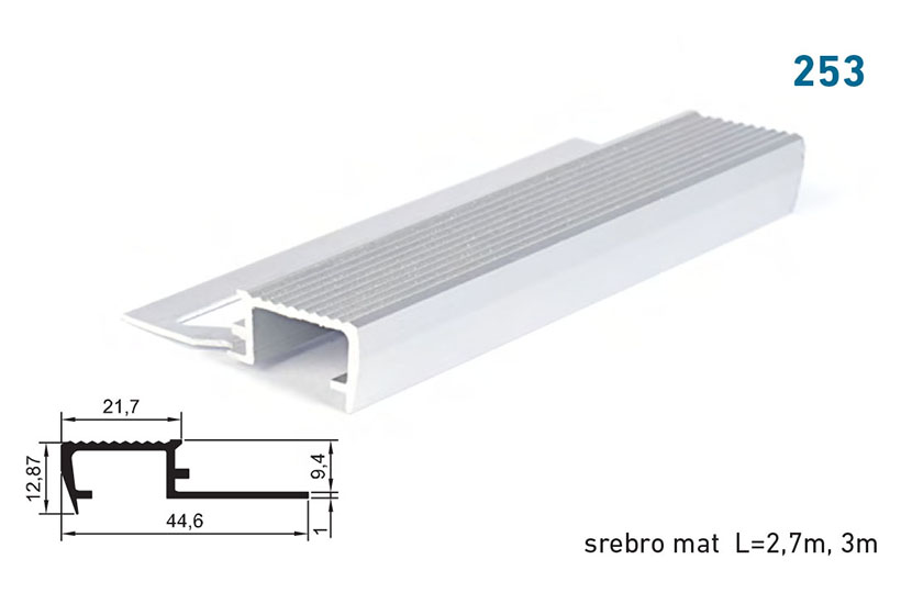 Lajsna stepenice ugradna 253 srebro 2,7met 9