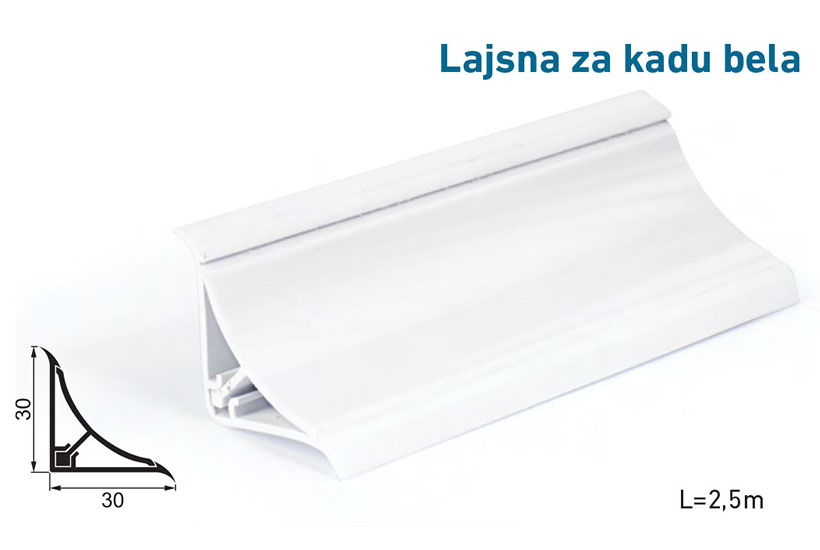 Lajsna za kadu PVC bela 2.5m - 9