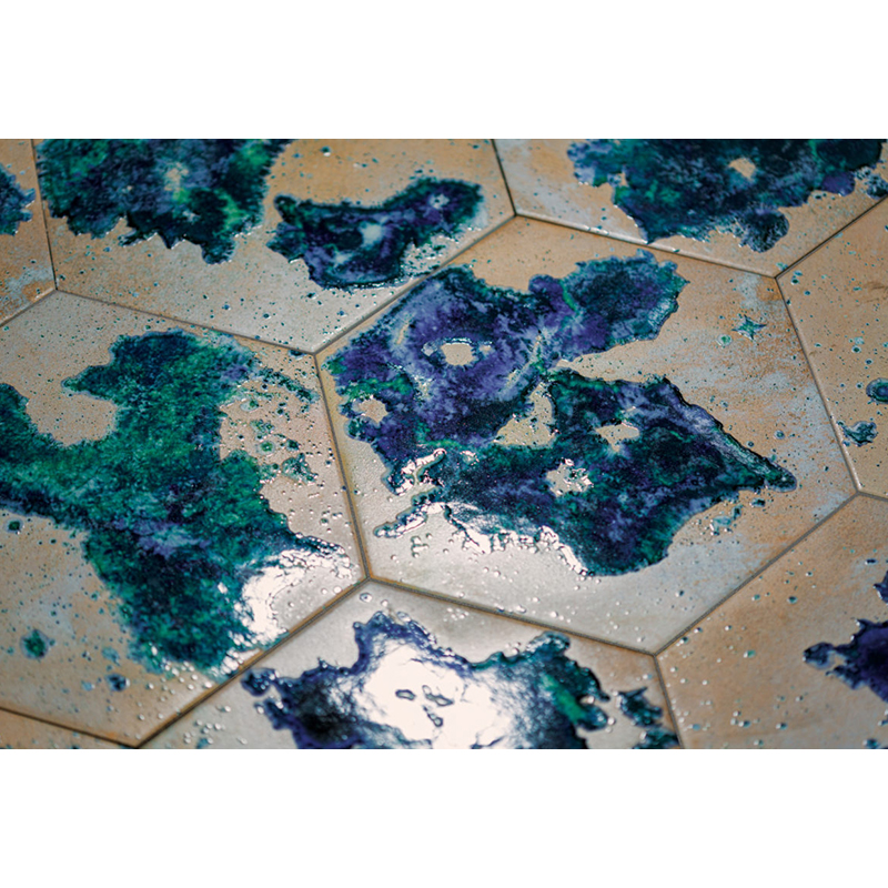 lux plocice, heksagon, umetnicke, plavo, crem, porcelanske plocice